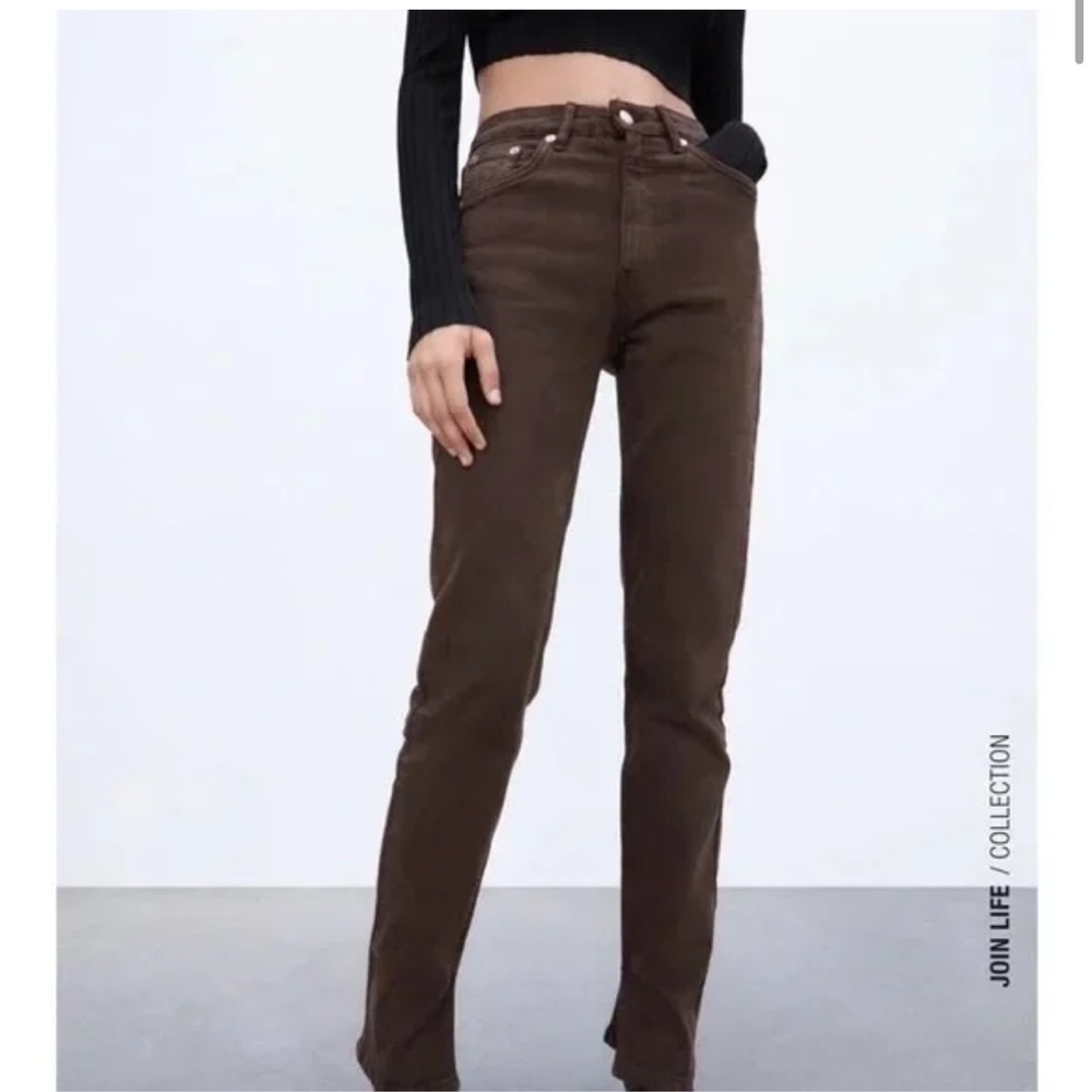 Zara split hem Brown jeans Size 4